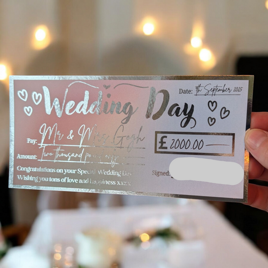 Wedding Foil Ticket Cheque Money