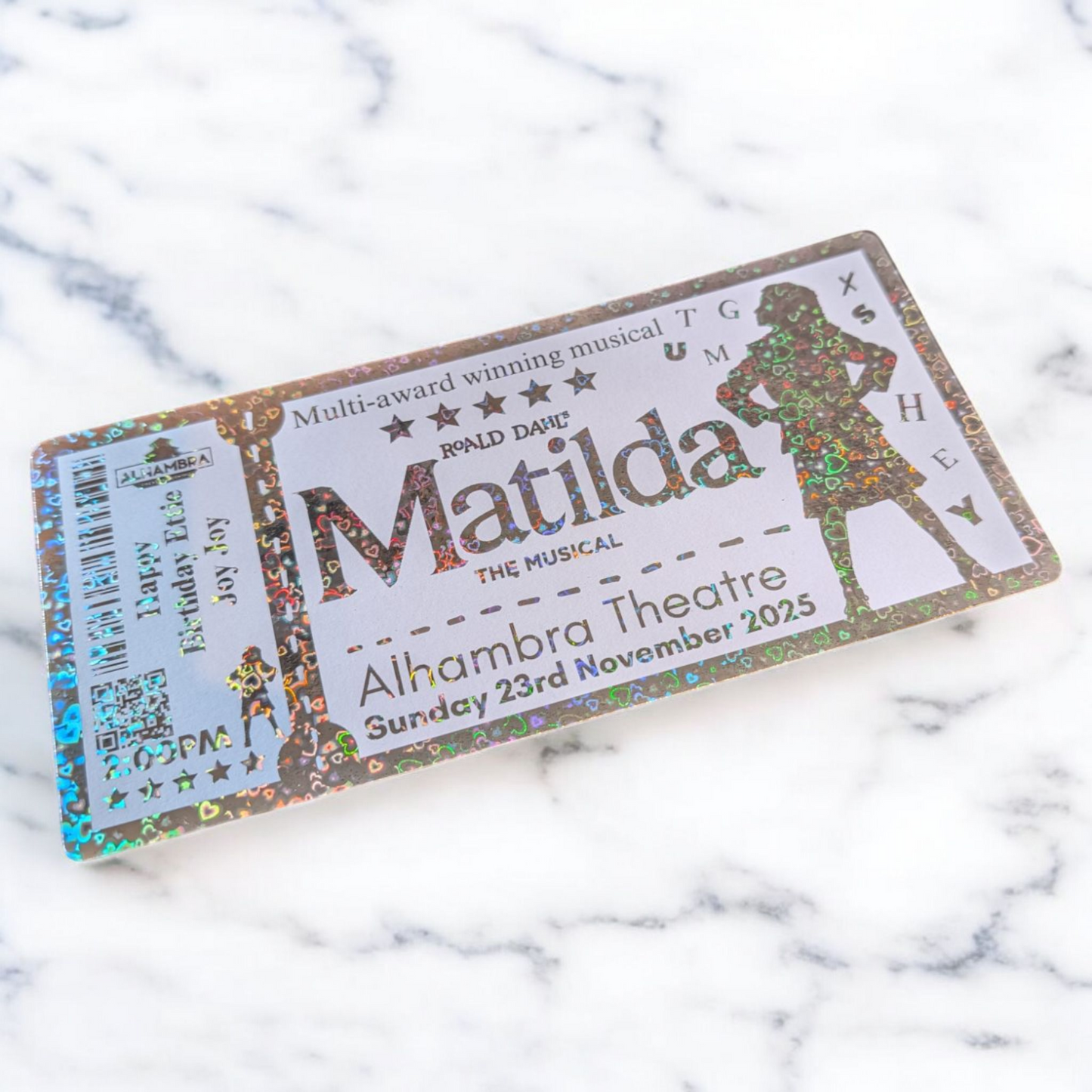 Any Show Event Music Festival Gig Concert Foil Personalised Ticket Voucher - Surprise Gift Musical Show Holiday Concert Theatre Festival Gift Him Her