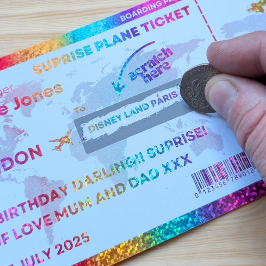 Foil Ticket Scratch Reveal Boarding Pass