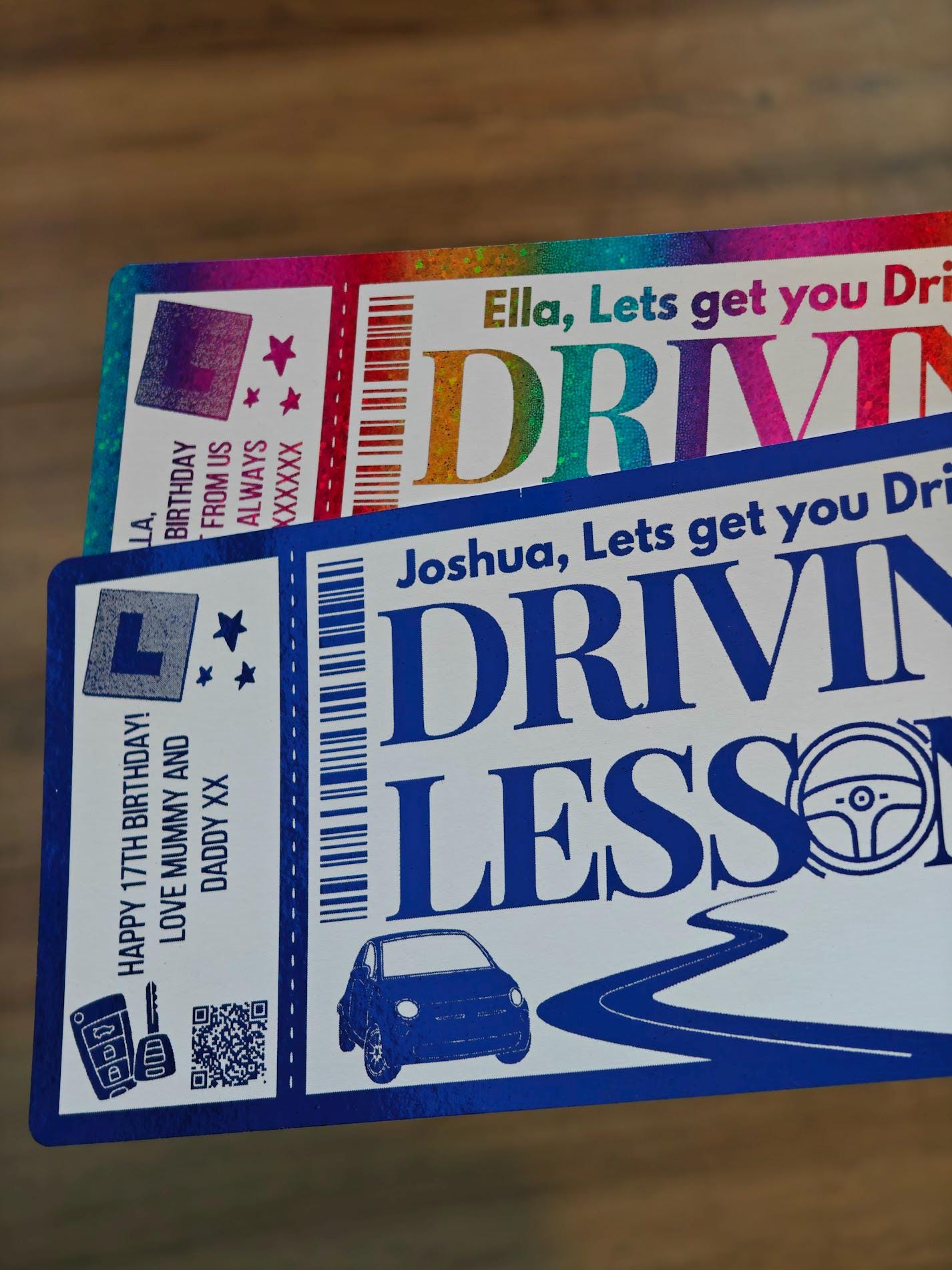 Foil Ticket Driving Lesson Gift Learner 17th Birthday - Voucher Surprise Gift Him Her