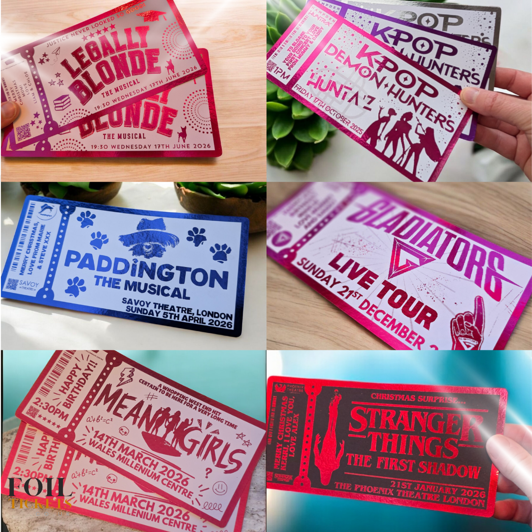 Any Show Event Music Festival Gig Concert Foil Personalised Ticket Voucher - Surprise Gift Musical Show Concert Theatre Festival Gift Him Her