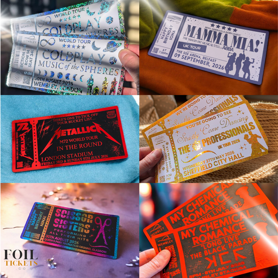 Any Show Event Music Festival Gig Concert Foil Personalised Ticket Voucher - Surprise Gift Musical Show Concert Theatre Festival Gift Him Her