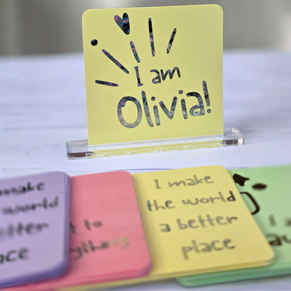 Kids Foil Affirmation Cards, Pack of 20 Mini Pastel Foil Quotes, Daily Positive Motivation Deck, Cute Self Love Gift Sparkly Glitter Cards