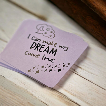 Kids Foil Affirmation Cards, Pack of 20 Mini Pastel Foil Quotes, Daily Positive Motivation Deck, Cute Self Love Gift Sparkly Glitter Cards