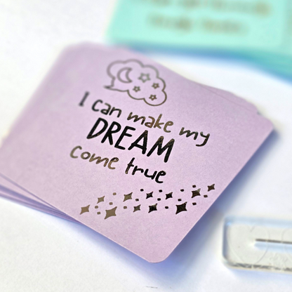 Kids Foil Affirmation Cards, Pack of 20 Mini Pastel Foil Quotes, Daily Positive Motivation Deck, Cute Self Love Gift Sparkly Glitter Cards