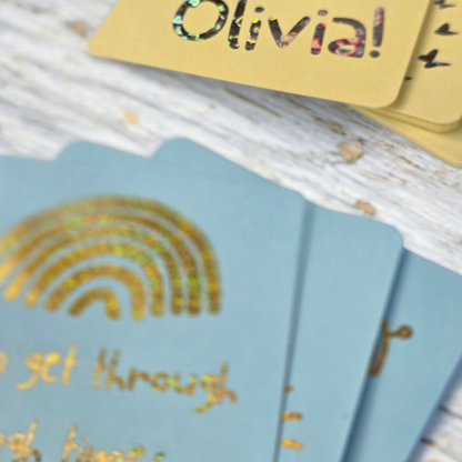 Kids Foil Affirmation Cards, Pack of 20 Mini Pastel Foil Quotes, Daily Positive Motivation Deck, Cute Self Love Gift Sparkly Glitter Cards