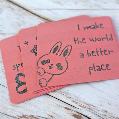 Kids Foil Affirmation Cards, Pack of 20 Mini Pastel Foil Quotes, Daily Positive Motivation Deck, Cute Self Love Gift Sparkly Glitter Cards