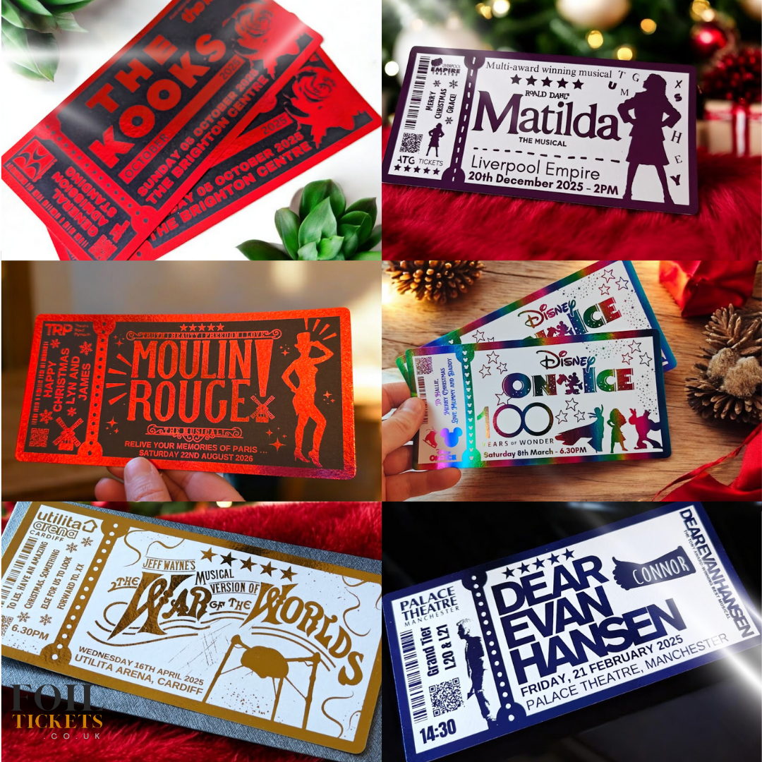 Any Show Event Music Festival Gig Concert Foil Personalised Ticket Voucher - Surprise Gift Musical Show Concert Theatre Festival Gift Him Her