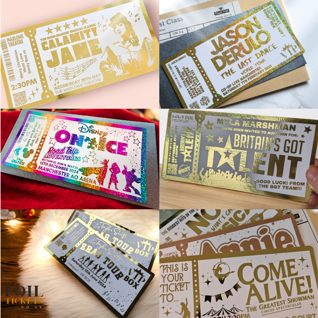 Any Show Event Music Festival Gig Concert Foil Personalised Ticket Voucher - Surprise Gift Musical Show Concert Theatre Festival Gift Him Her