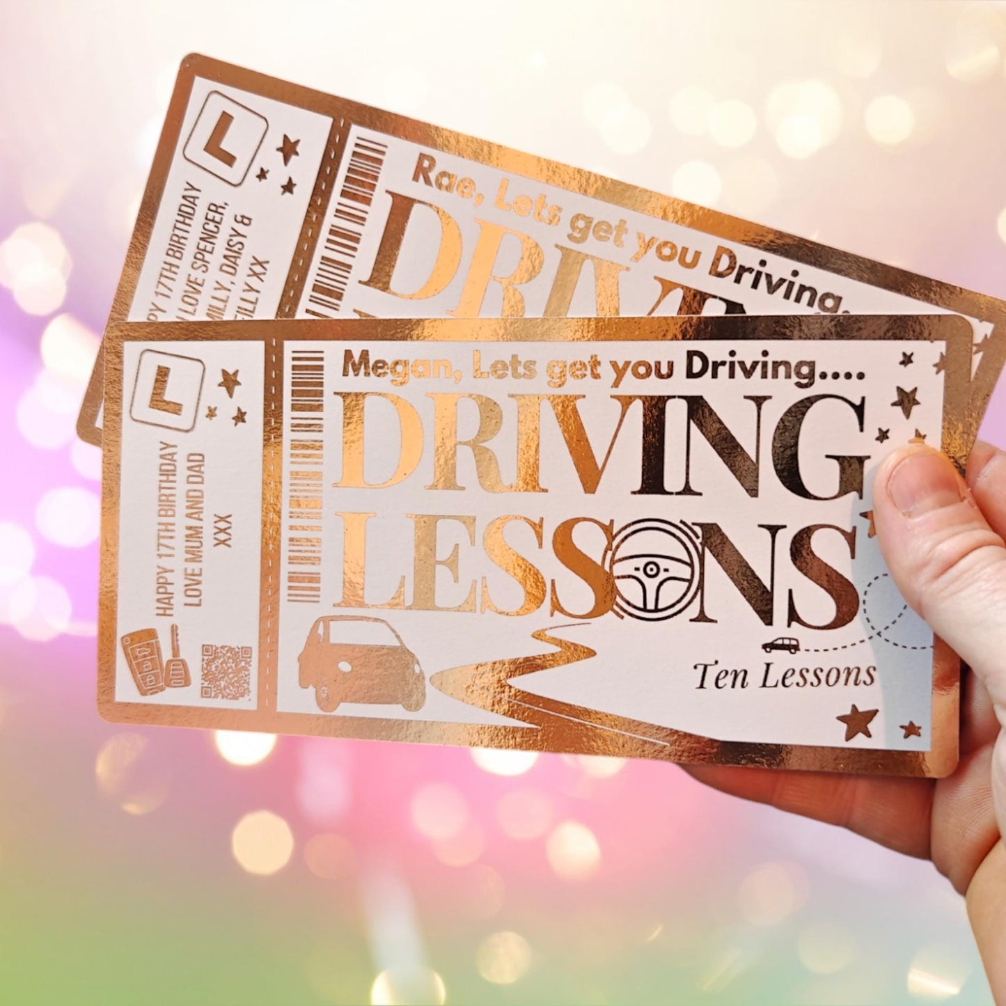 Foil Ticket Driving Lesson Gift Learner 17th Birthday - Voucher Surprise Gift Him Her