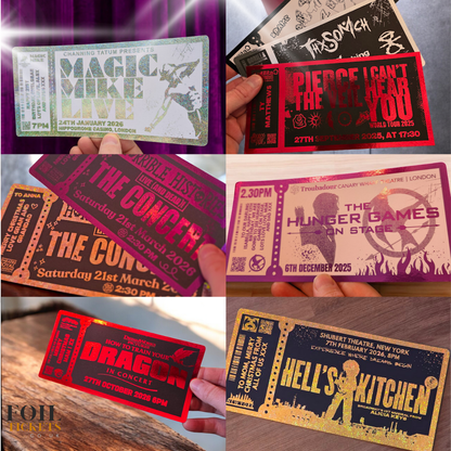 Any Show Event Music Festival Gig Concert Foil Personalised Ticket Voucher - Surprise Gift Musical Show Concert Theatre Festival Gift Him Her
