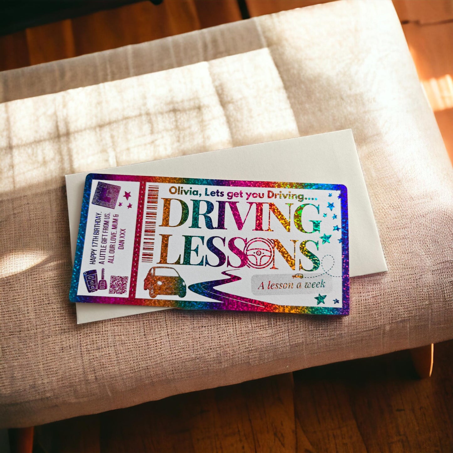 Foil Ticket Driving Lesson Gift Learner 17th Birthday - Voucher Surprise Gift Him Her