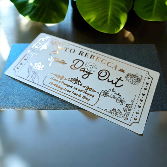 Personalised Foil Spa Day Ticket - Custom Spa Gift Voucher with Message - Luxury Spa Day Experience Gift for Her - Unique Relaxation Present