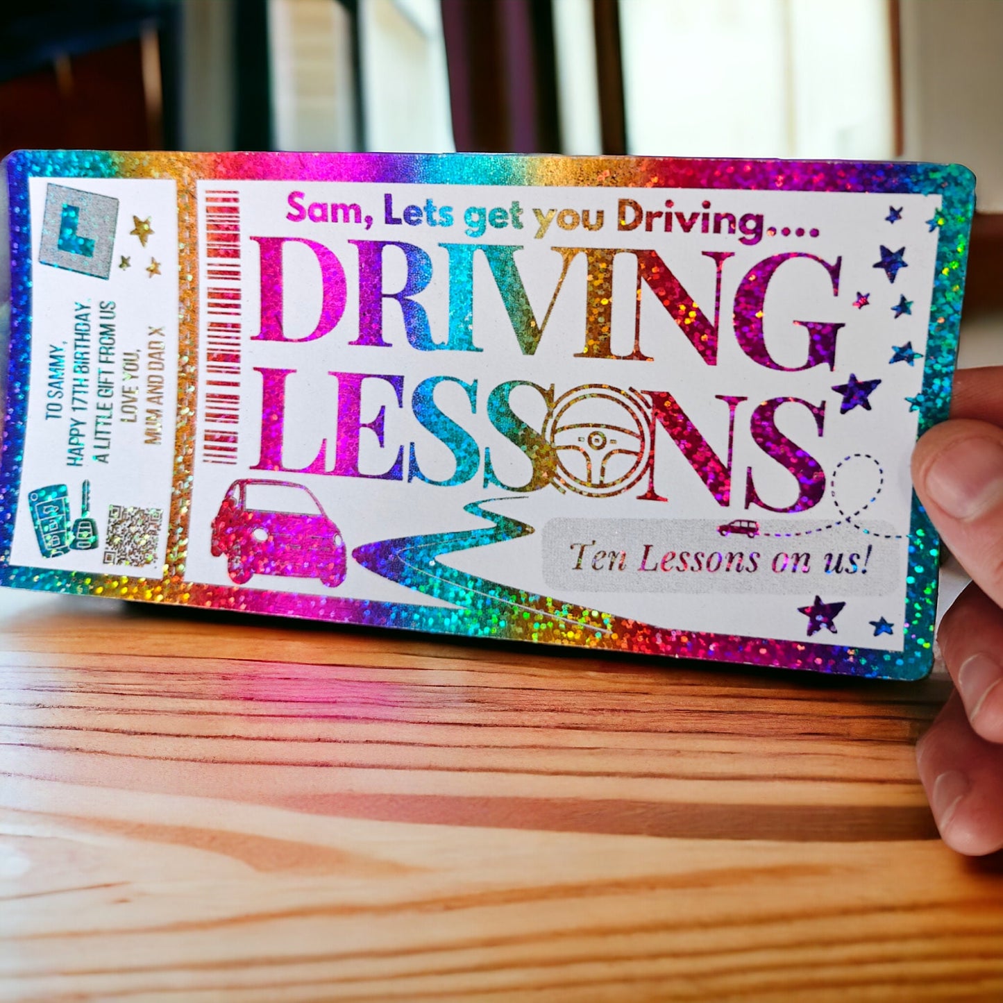 Foil Ticket Driving Lesson Gift Learner 17th Birthday - Voucher Surprise Gift Him Her