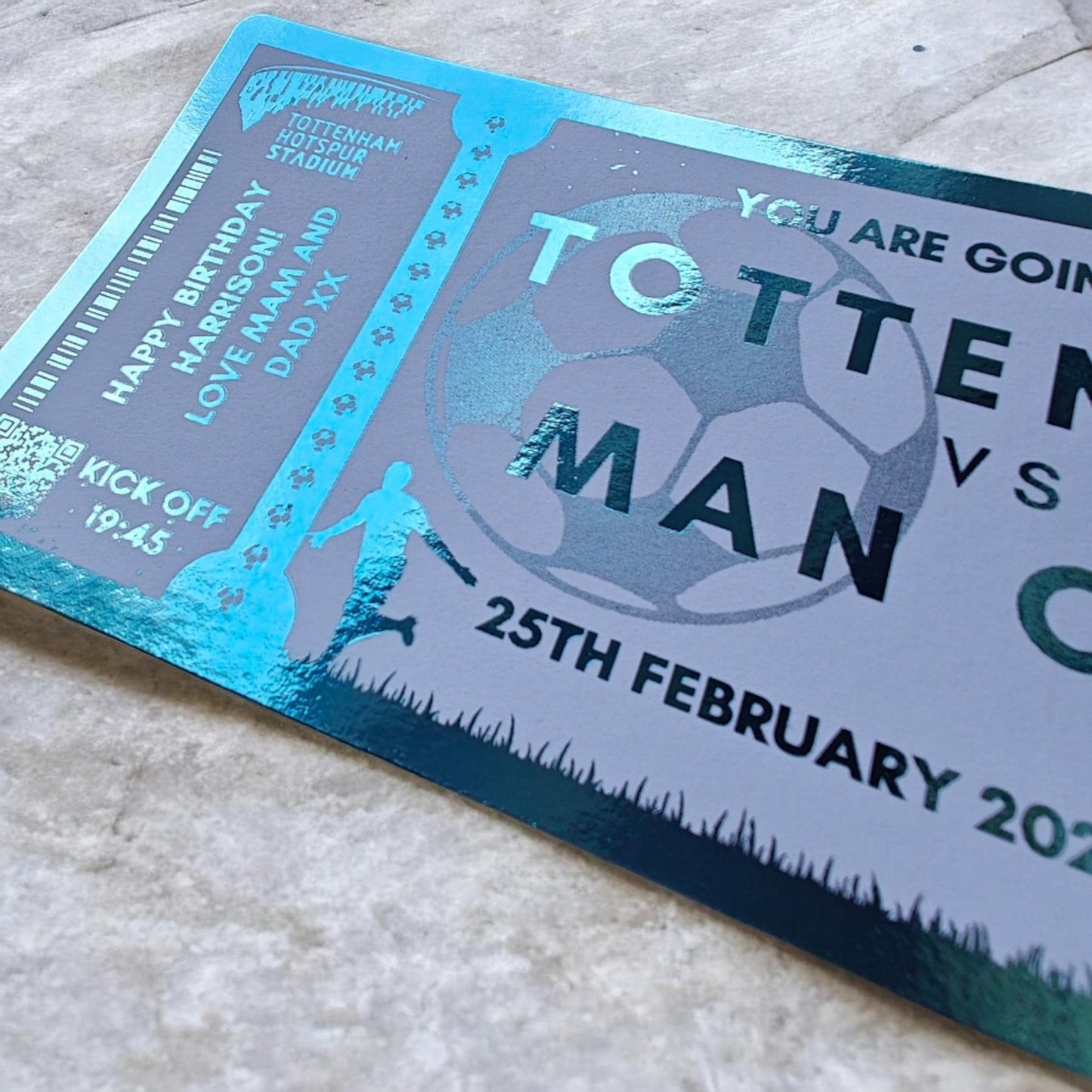 Foil Ticket Football Gift Idea Token Prem League Championship CUP FA EFL Any Game Match Birthday Voucher Season Husband Champions