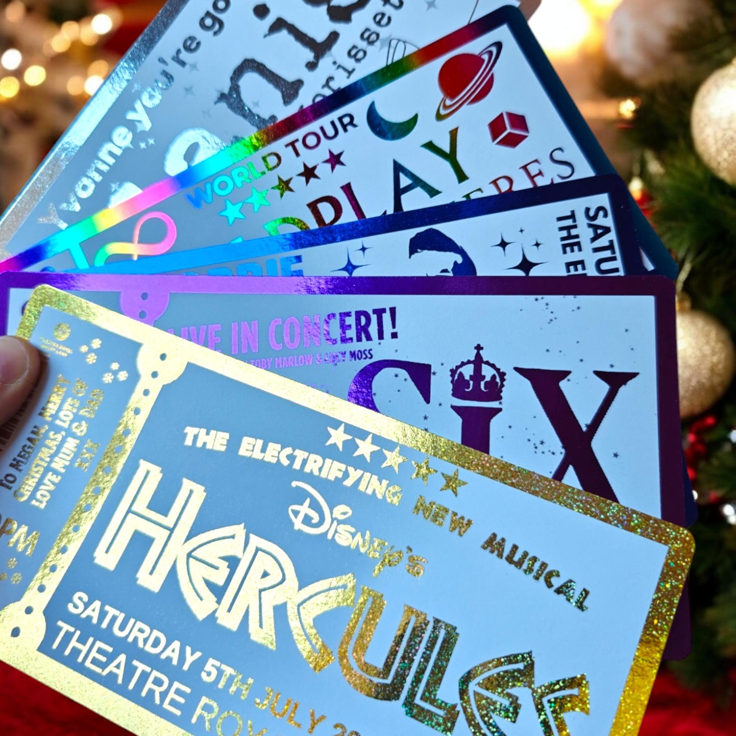 Any Show Event Music Festival Concert Foil Personalised Ticket Voucher - Surprise Gift Musical Cinema Show Holiday Concert Theatre Festival Gift Him Her