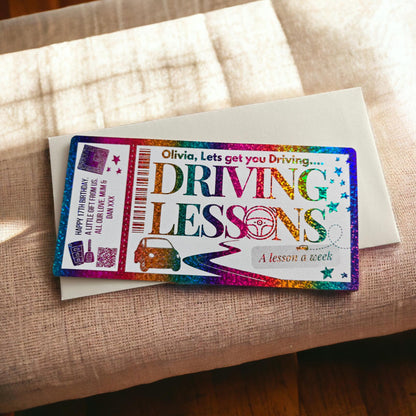 Driving Lesson Voucher Rainbow Glitter