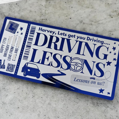 Royal Blue Foil Driving Lessons Voucher