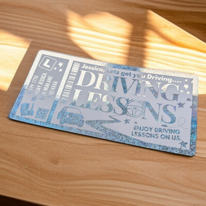 Silver Glitter Driving Foil Ticket Gift