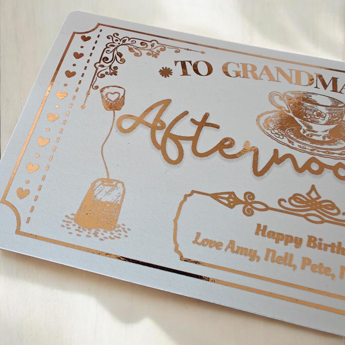 Afternoon Tea Foil Token Ticket Birthday Gift Idea Personalised Day Out For Her Mum Gran Party