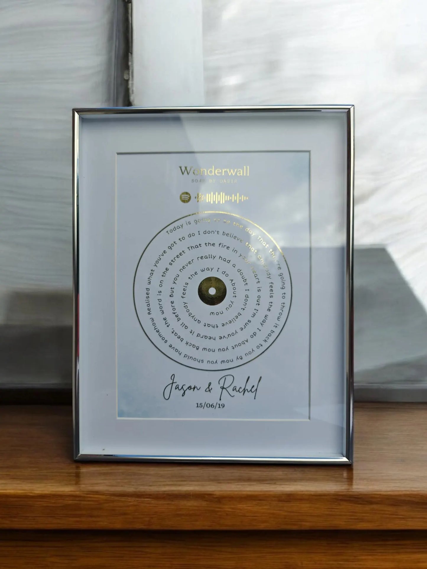 Custom A4 Foil Song Lyric Print Swirl Personalised Music Wall Art Spotify Code Link