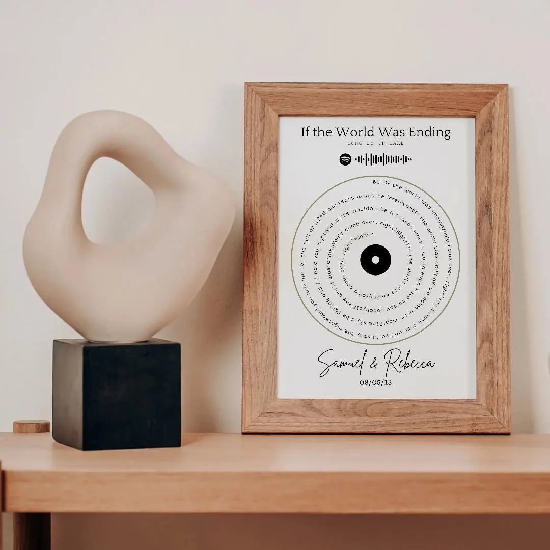 Custom A4 Foil Song Lyric Print Swirl Personalised Music Wall Art Spotify Code Link