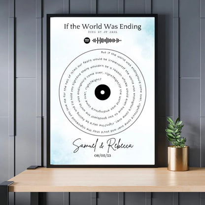 Custom A4 Foil Song Lyric Print Swirl Personalised Music Wall Art Spotify Code Link