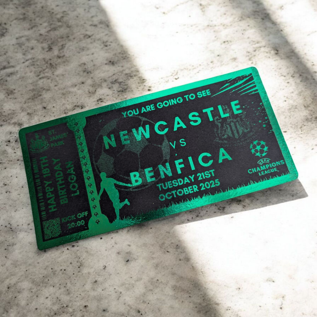 Newcastle United Black Green Foil Ticket