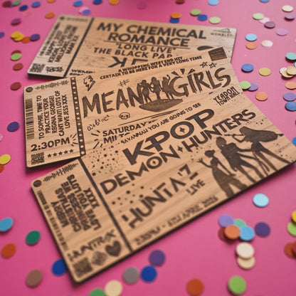 Personalised Wooden Ticket Gift Custom Engraved Event Ticket Concert, Theatre, Experience Gift | Laser Cut Keepsake